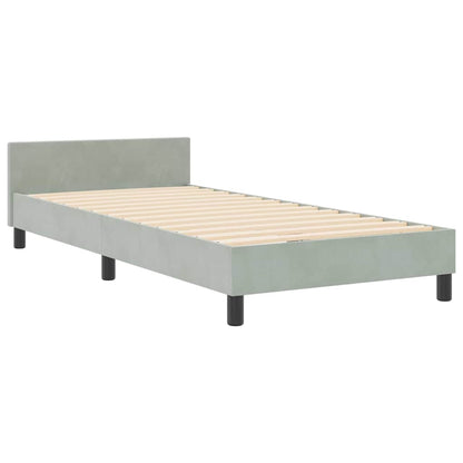 Boxspringbett mit Kopfteil Hellgrau 90 x 200 cm Samt