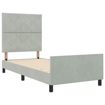 Boxspringbett mit Kopfteil Hellgrau 90 x 200 cm Samt