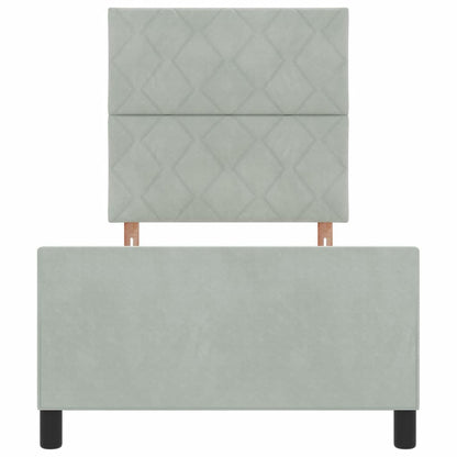 Boxspringbett mit Kopfteil Hellgrau 90 x 200 cm Samt