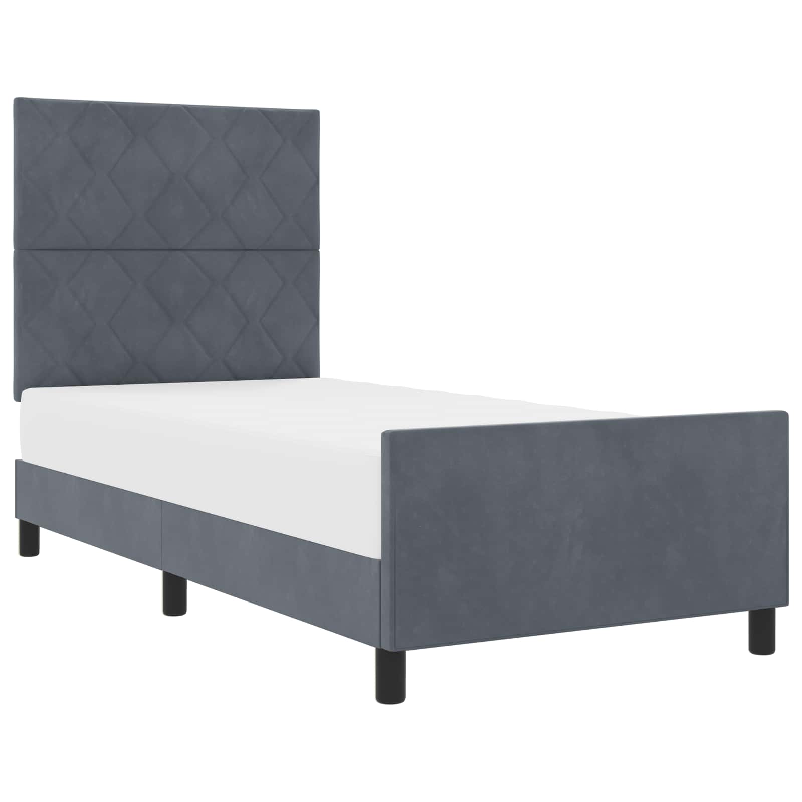Boxspringbett mit Kopfteil Dunkelgrau 90 x 200 cm Samt