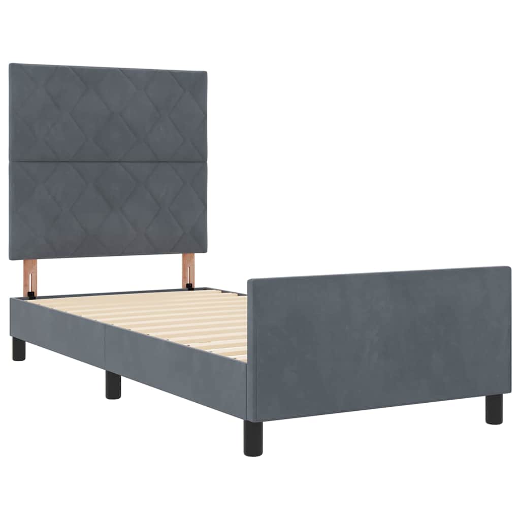Boxspringbett mit Kopfteil Dunkelgrau 90 x 200 cm Samt
