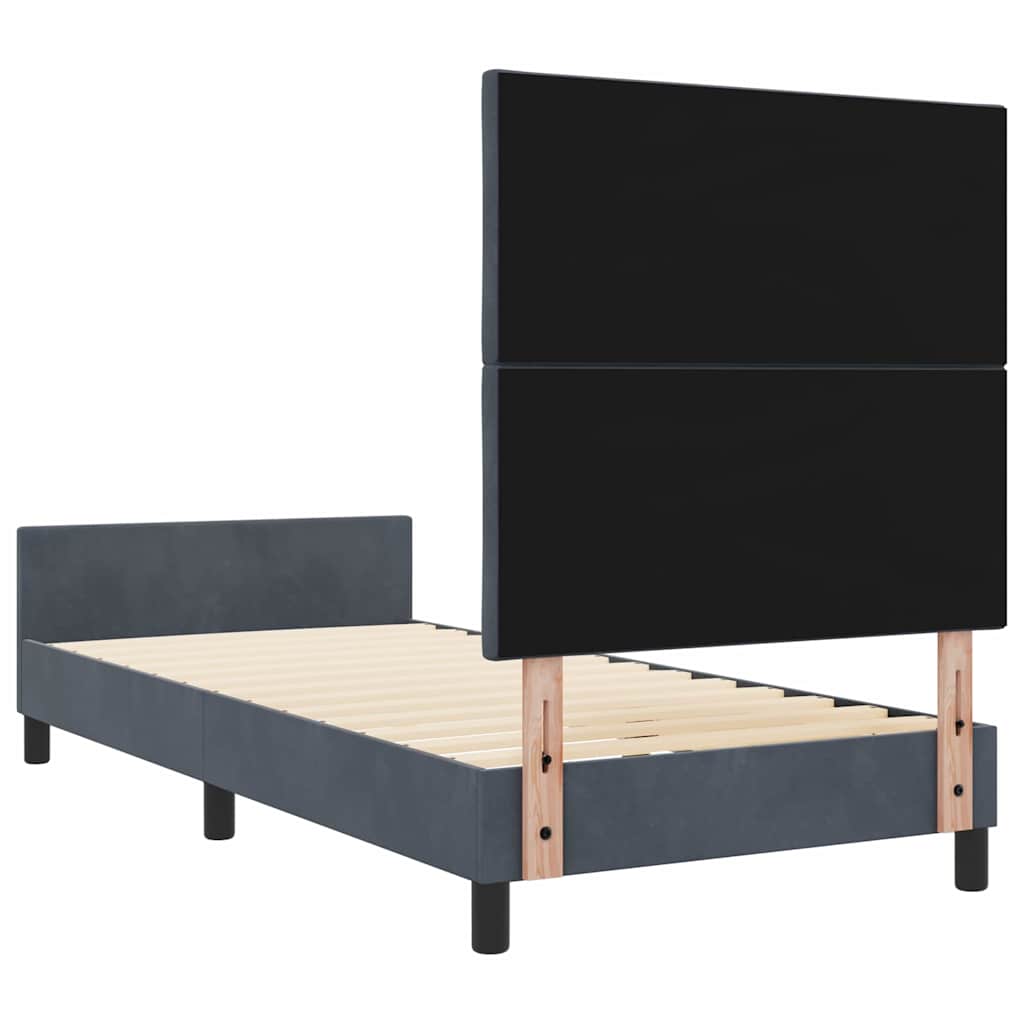 Boxspringbett mit Kopfteil Dunkelgrau 90 x 200 cm Samt