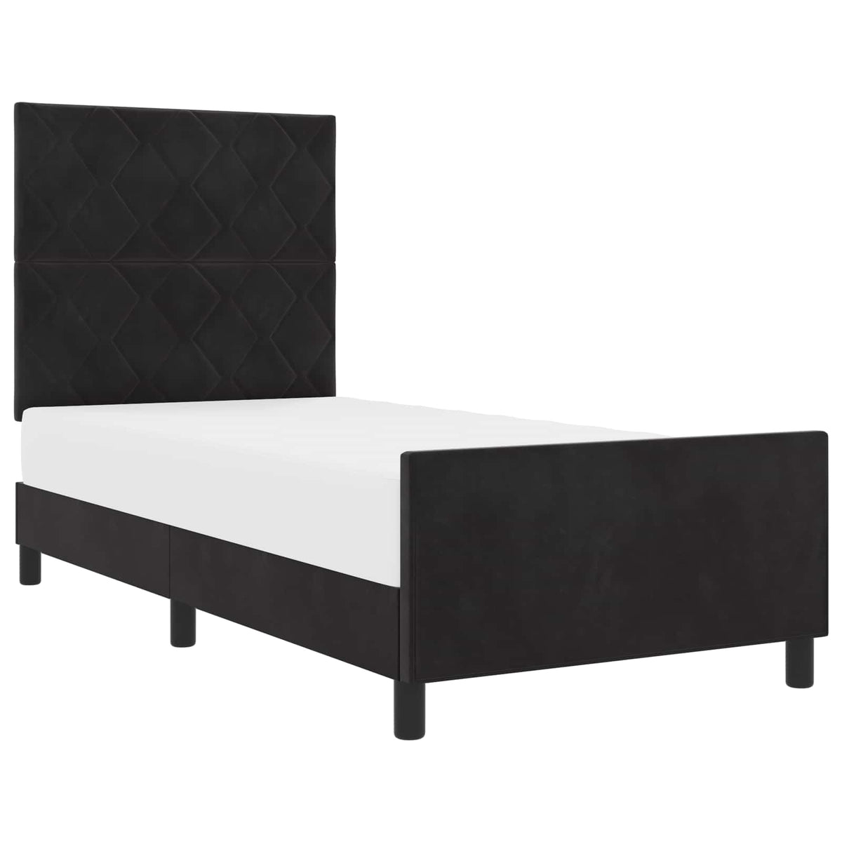 Boxspringbett mit Kopfteil Schwarz 90 x 200 cm Samt