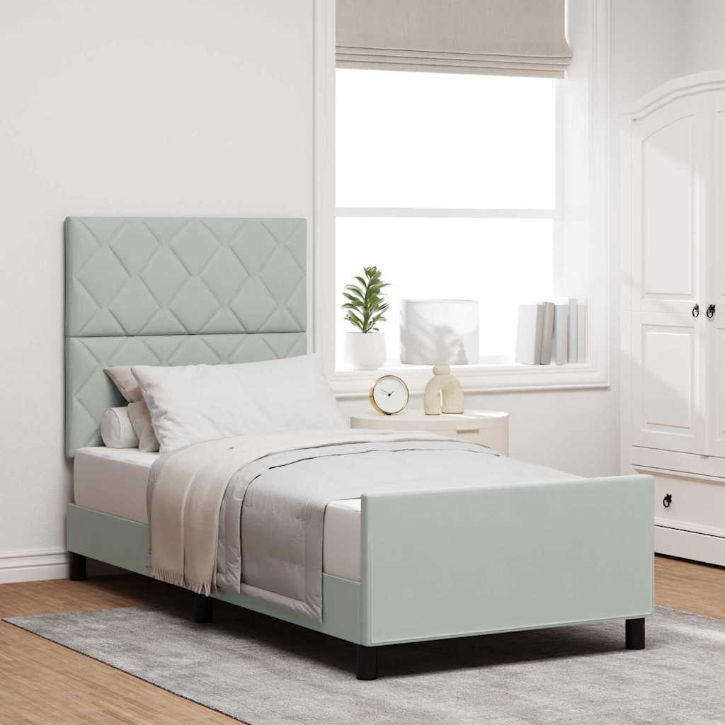 Boxspringbett mit Kopfteil Hellgrau 100 x 200 cm Samt