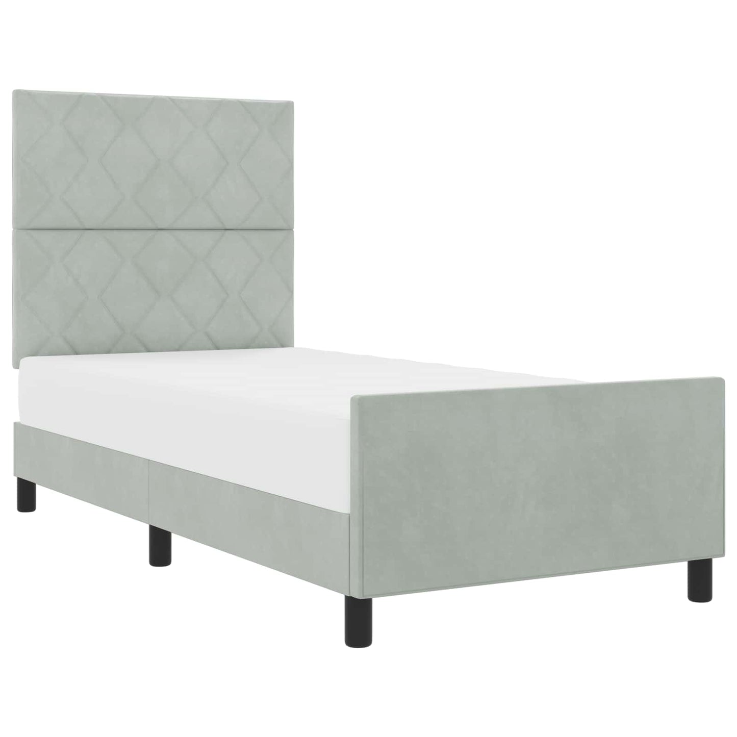 Boxspringbett mit Kopfteil Hellgrau 100 x 200 cm Samt