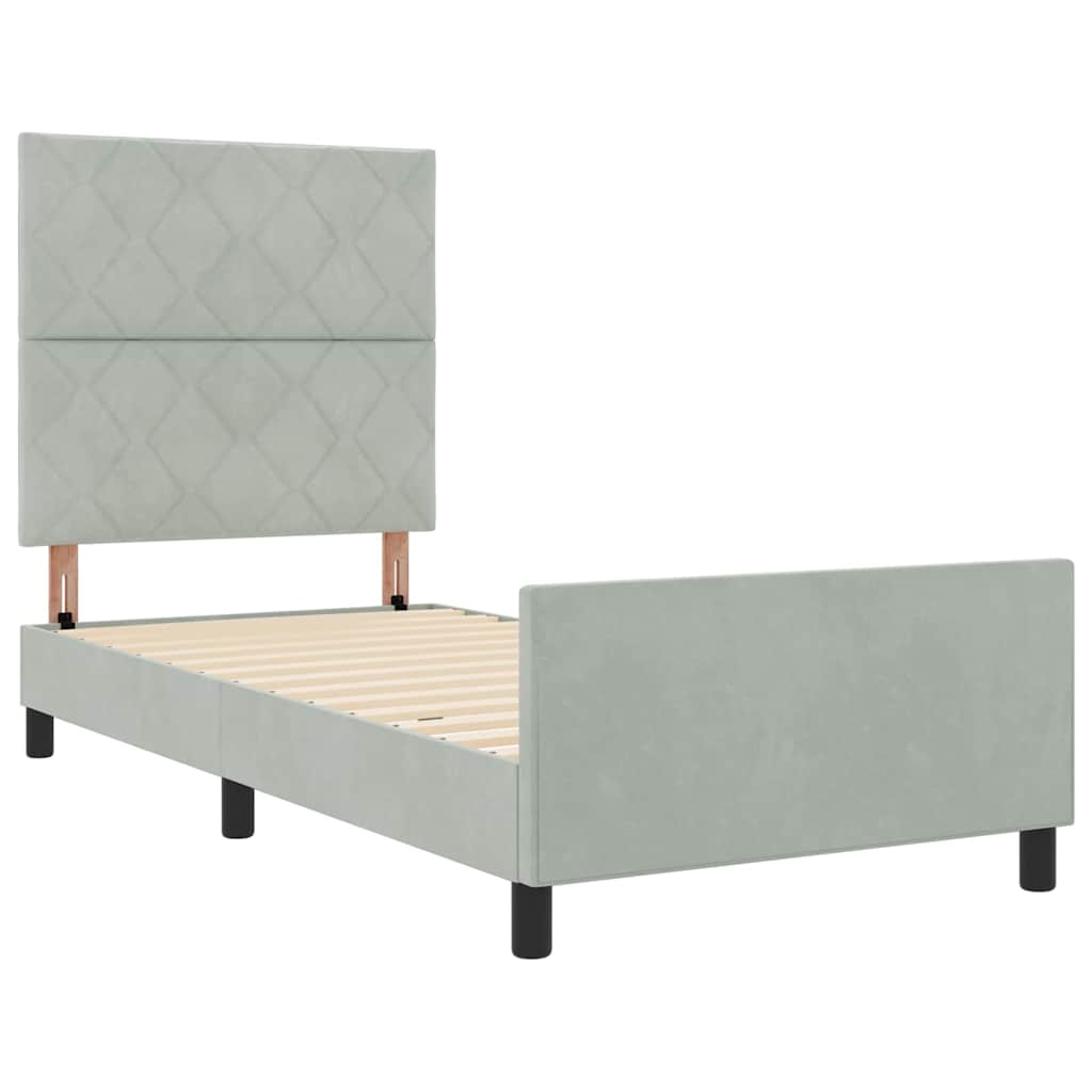Boxspringbett mit Kopfteil Hellgrau 100 x 200 cm Samt
