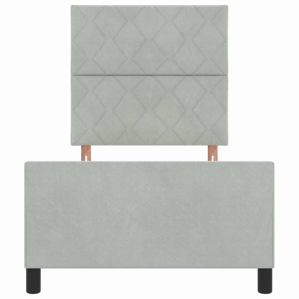 Boxspringbett mit Kopfteil Hellgrau 100 x 200 cm Samt