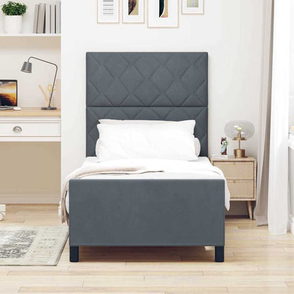Boxspringbett mit Kopfteil Dunkelgrau 100 x 200 cm Samt