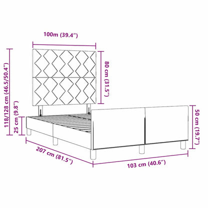 Boxspringbett mit Kopfteil Dunkelgrau 100 x 200 cm Samt