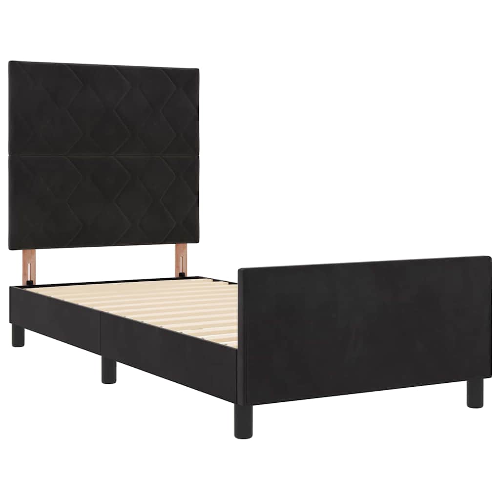 Boxspringbett mit Kopfteil Schwarz 100 x 200 cm Samt