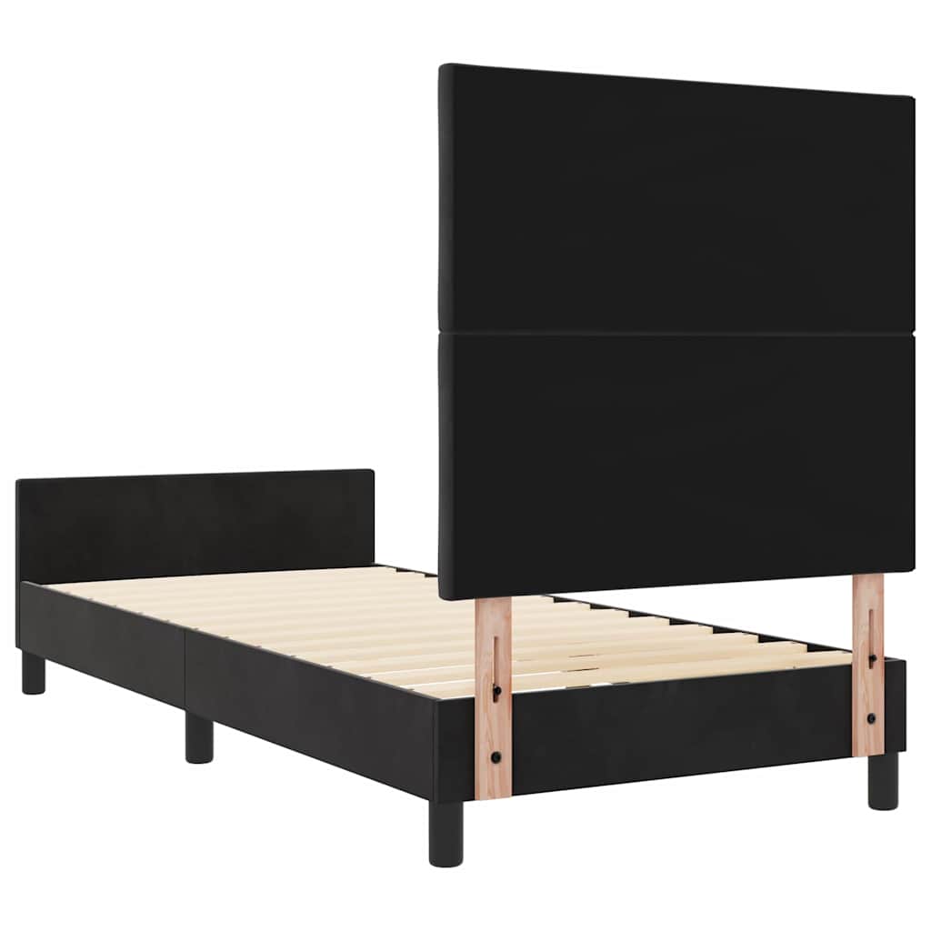 Boxspringbett mit Kopfteil Schwarz 100 x 200 cm Samt