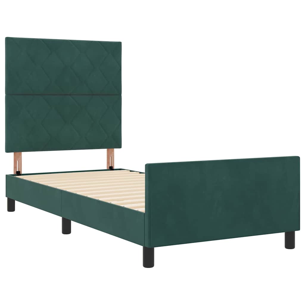 Boxspringbett mit Kopfteil Dunkelgrün 100 x 200 cm Samt