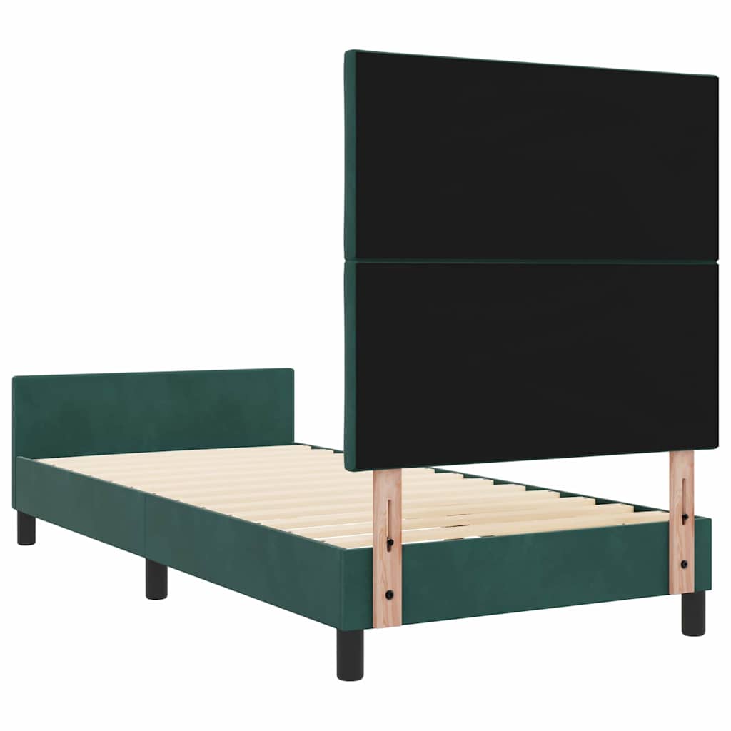 Boxspringbett mit Kopfteil Dunkelgrün 100 x 200 cm Samt