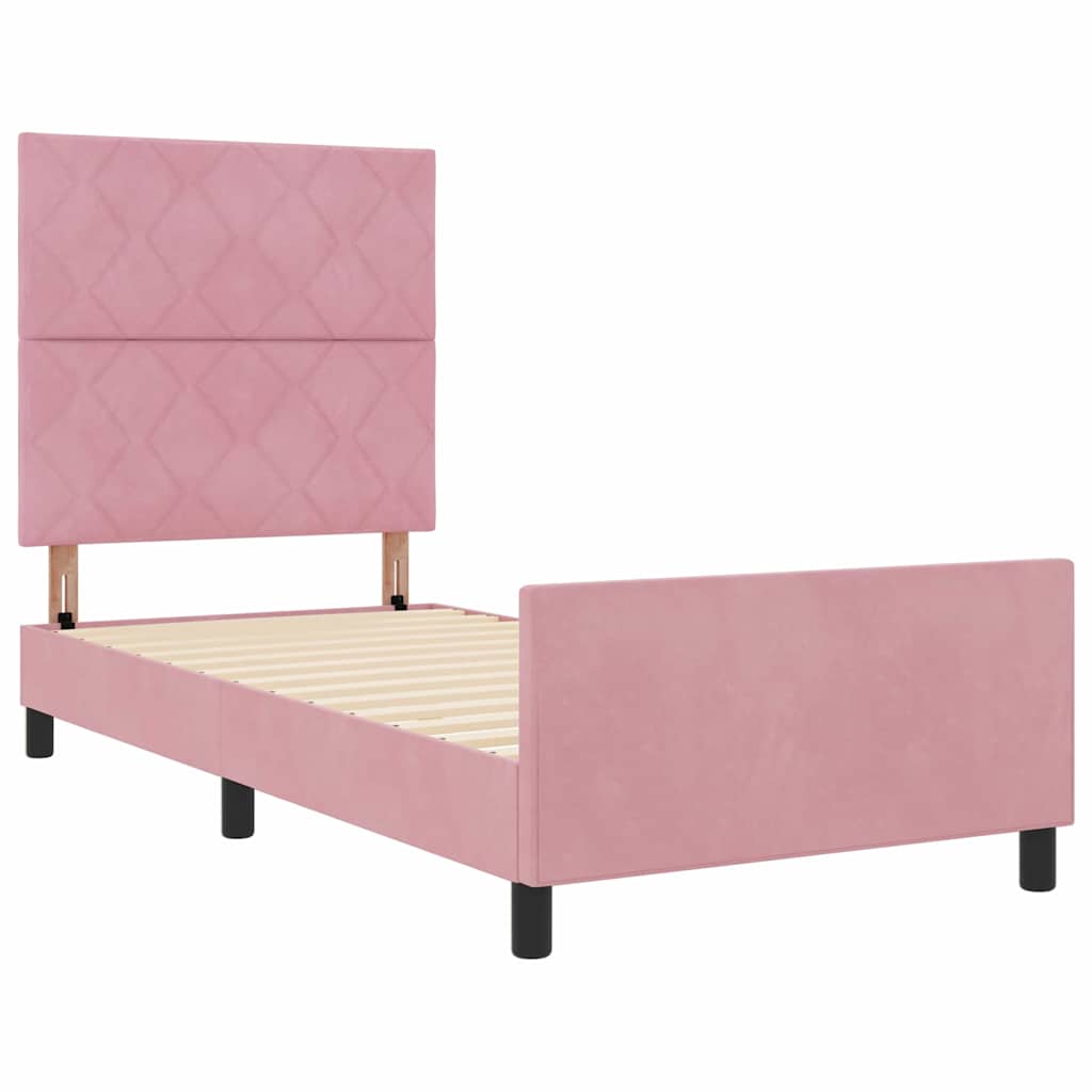 Boxspringbett mit Kopfteil Rosa 100 x 200 cm Samt
