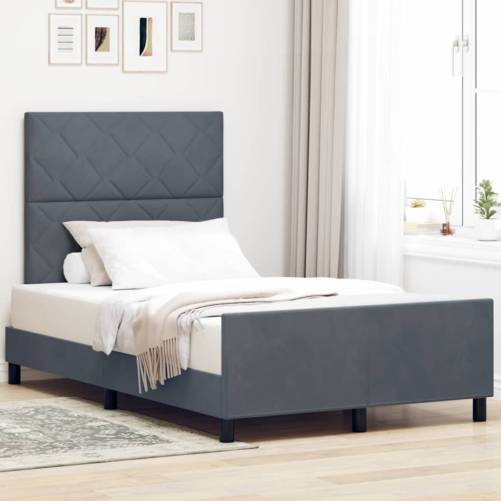 Boxspringbett mit Kopfteil Dunkelgrau 120 x 190 cm Samt