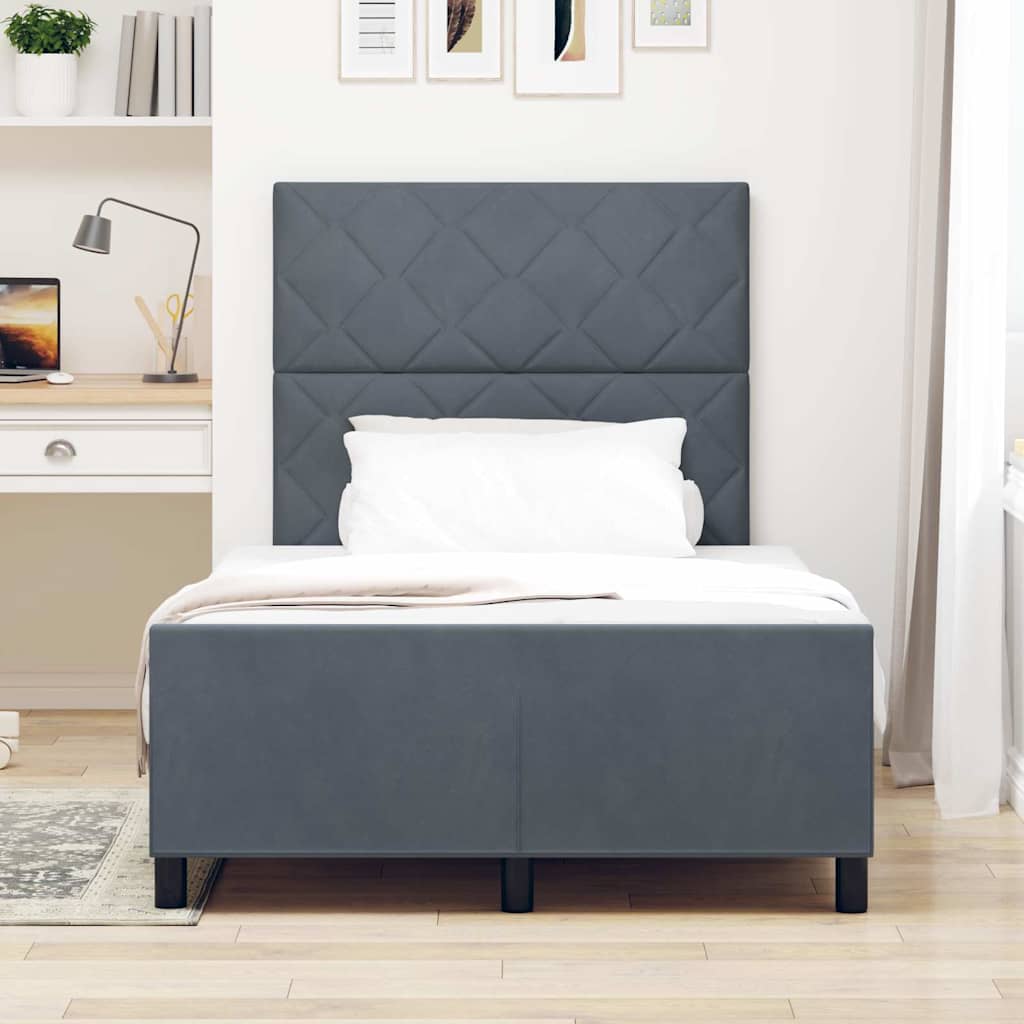 Boxspringbett mit Kopfteil Dunkelgrau 120 x 190 cm Samt