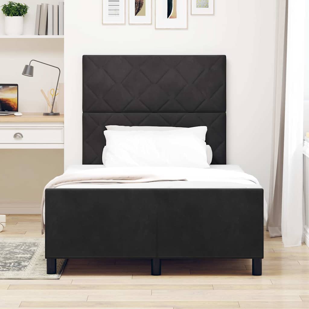 Boxspringbett mit Kopfteil Schwarz 120 x 190 cm Samt