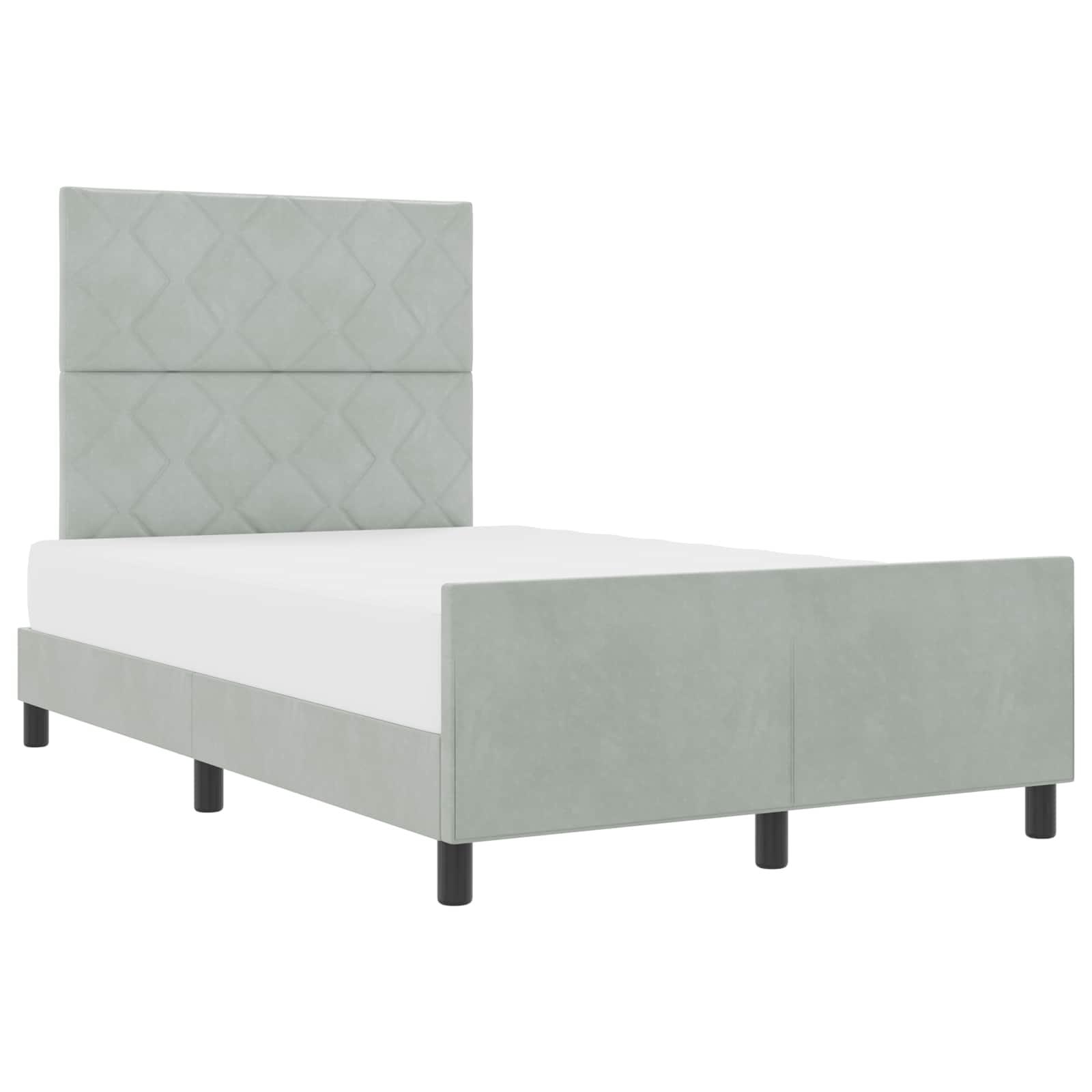 Boxspringbett mit Kopfteil Hellgrau 120 x 200 cm Samt