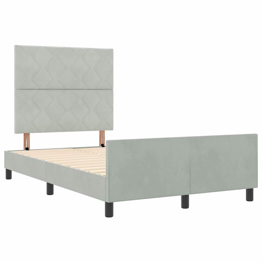 Boxspringbett mit Kopfteil Hellgrau 120 x 200 cm Samt