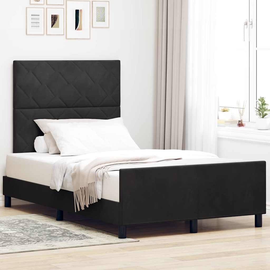 Boxspringbett mit Kopfteil Schwarz 120 x 200 cm Samt