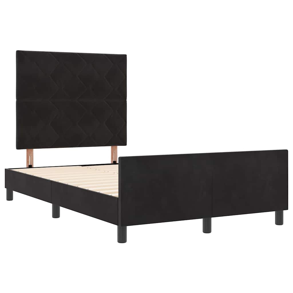 Boxspringbett mit Kopfteil Schwarz 120 x 200 cm Samt