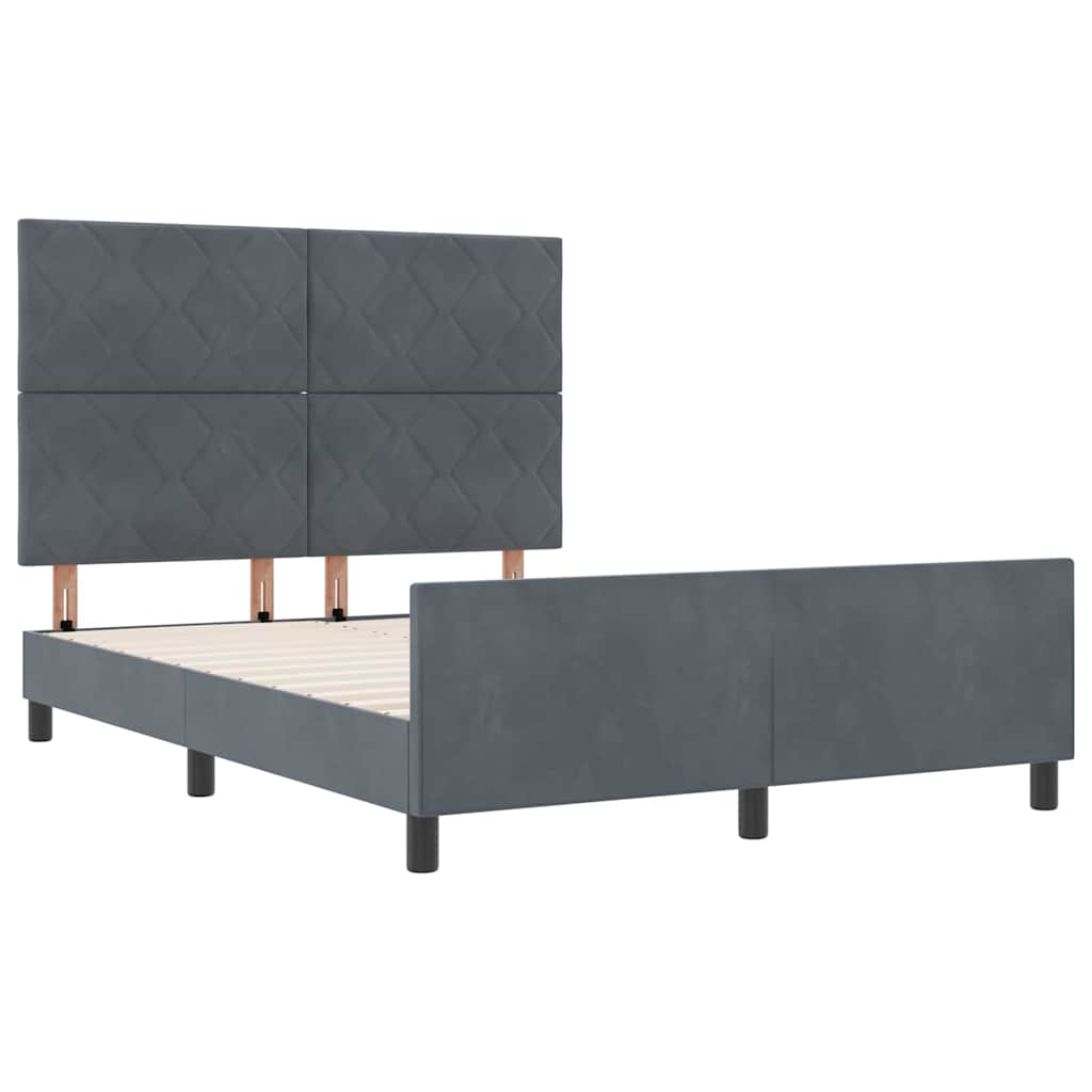 Boxspringbett mit Kopfteil Dunkelgrau 140 x 200 cm Samt