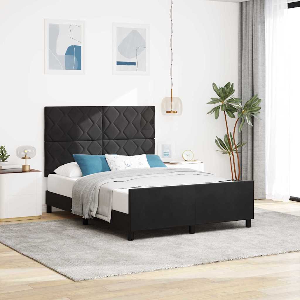 Boxspringbett mit Kopfteil Schwarz 140 x 200 cm Samt