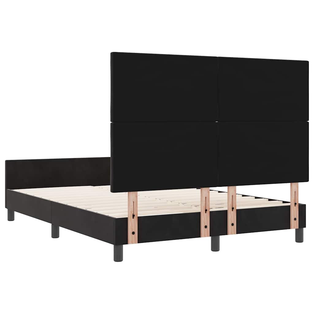 Boxspringbett mit Kopfteil Schwarz 140 x 200 cm Samt