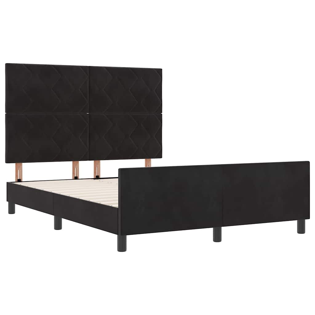 Boxspringbett mit Kopfteil Schwarz 160 x 200 cm Samt