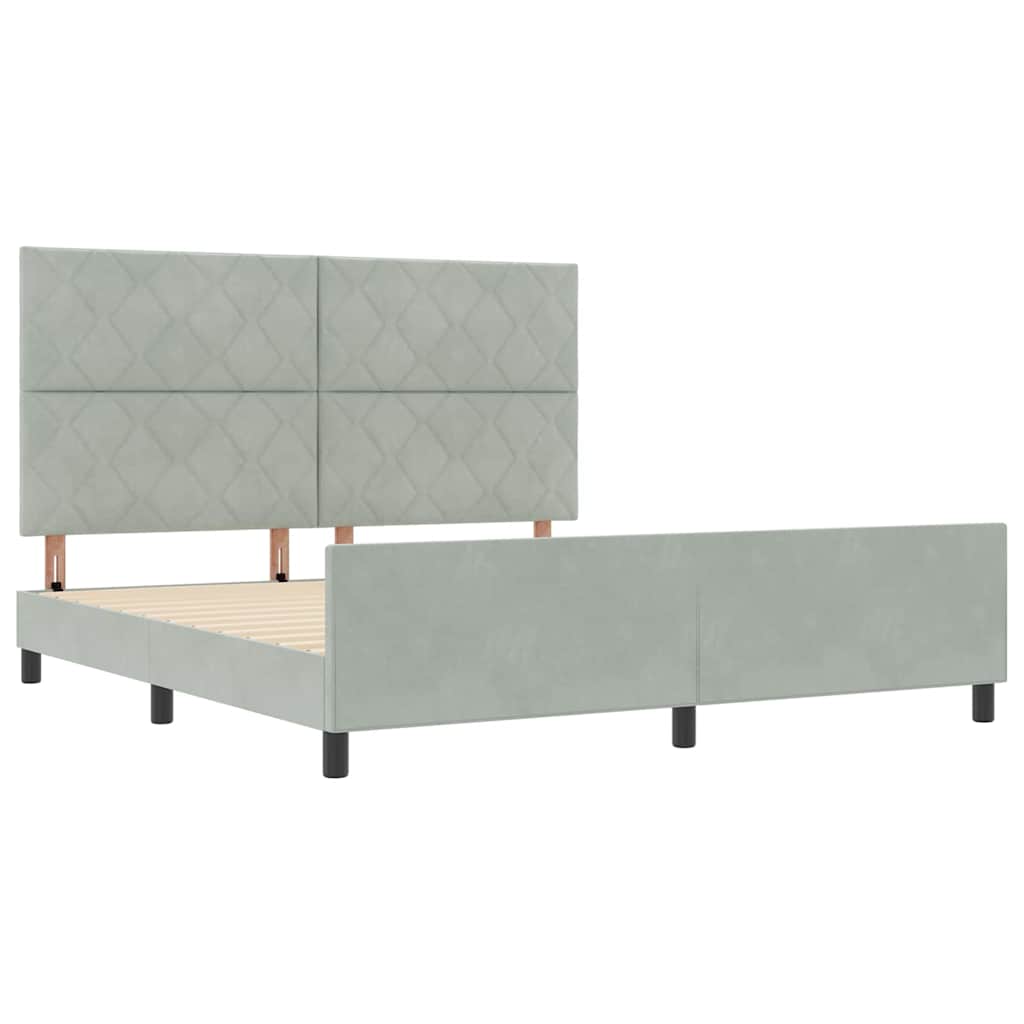 Boxspringbett mit Kopfteil Hellgrau 180 x 200 cm Samt