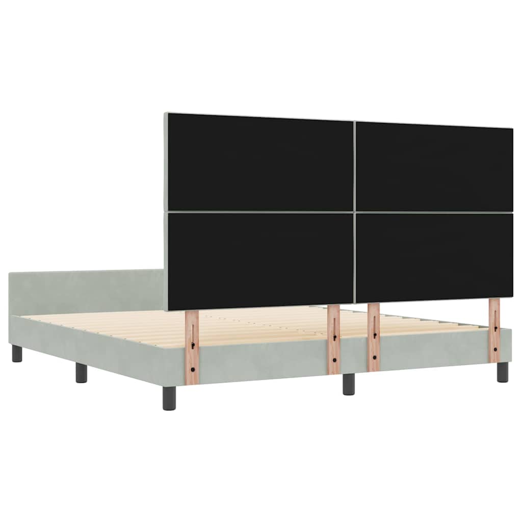 Boxspringbett mit Kopfteil Hellgrau 180 x 200 cm Samt