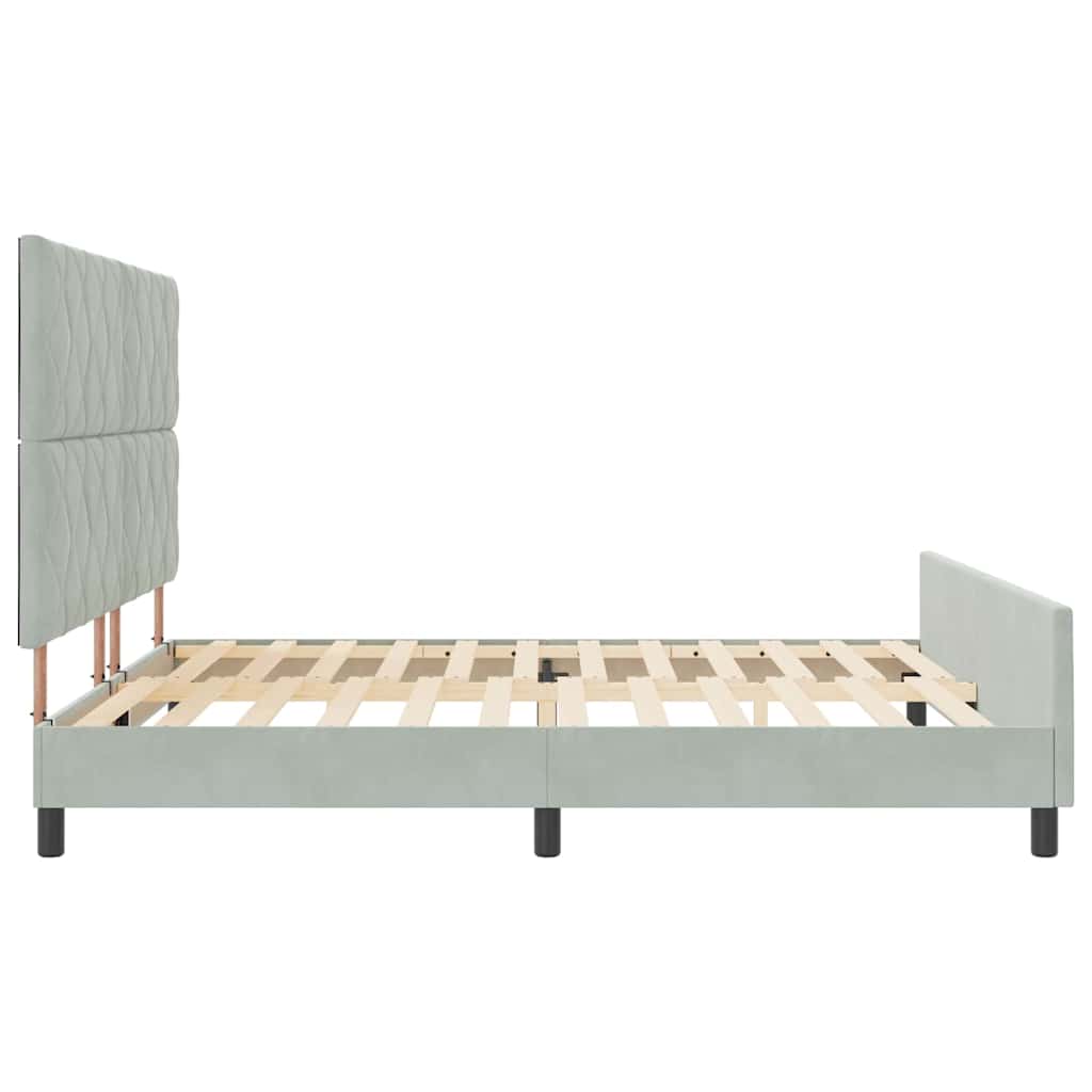Boxspringbett mit Kopfteil Hellgrau 180 x 200 cm Samt