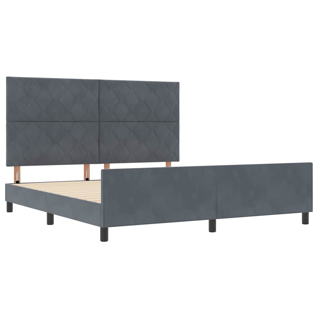 Boxspringbett mit Kopfteil Dunkelgrau 180 x 200 cm Samt