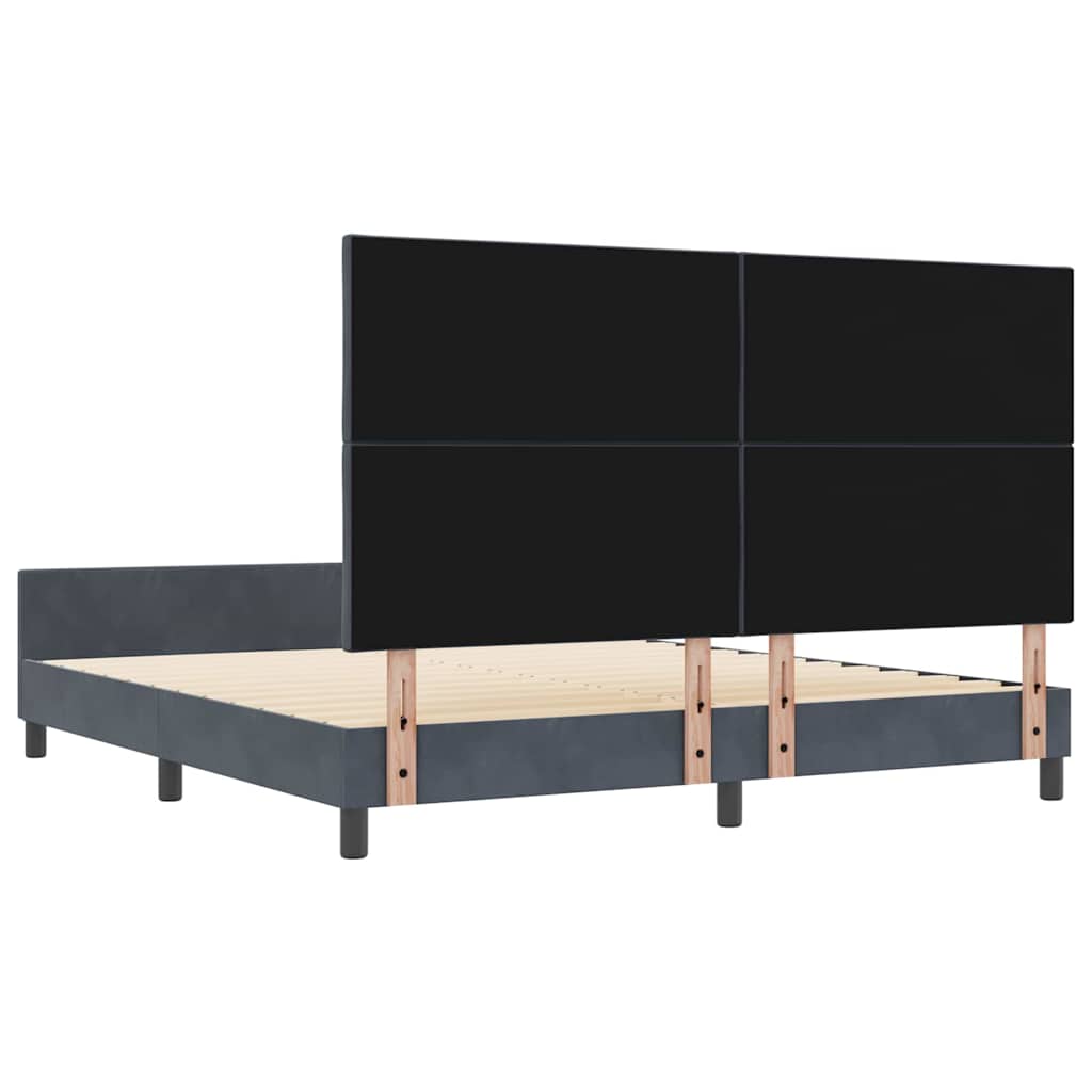 Boxspringbett mit Kopfteil Dunkelgrau 180 x 200 cm Samt