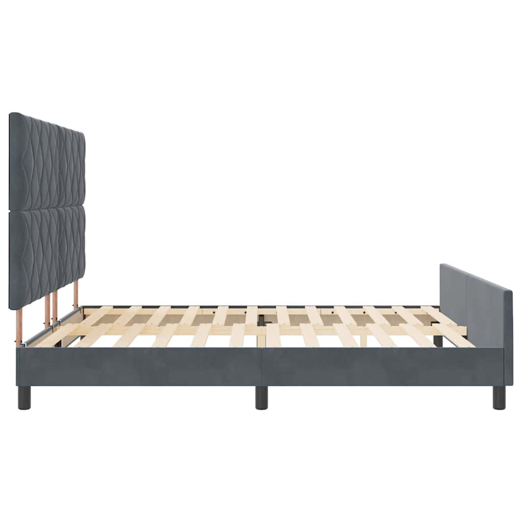 Boxspringbett mit Kopfteil Dunkelgrau 180 x 200 cm Samt