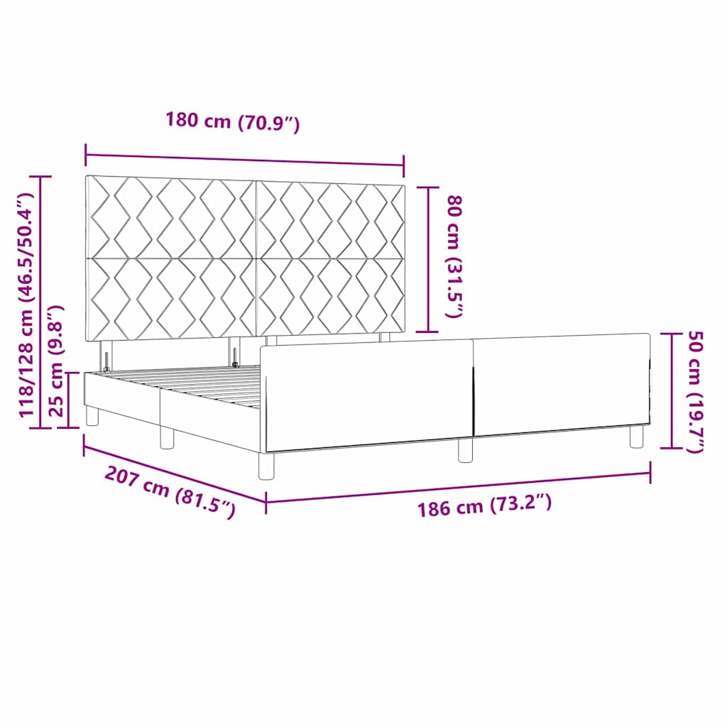 Boxspringbett mit Kopfteil Dunkelgrau 180 x 200 cm Samt