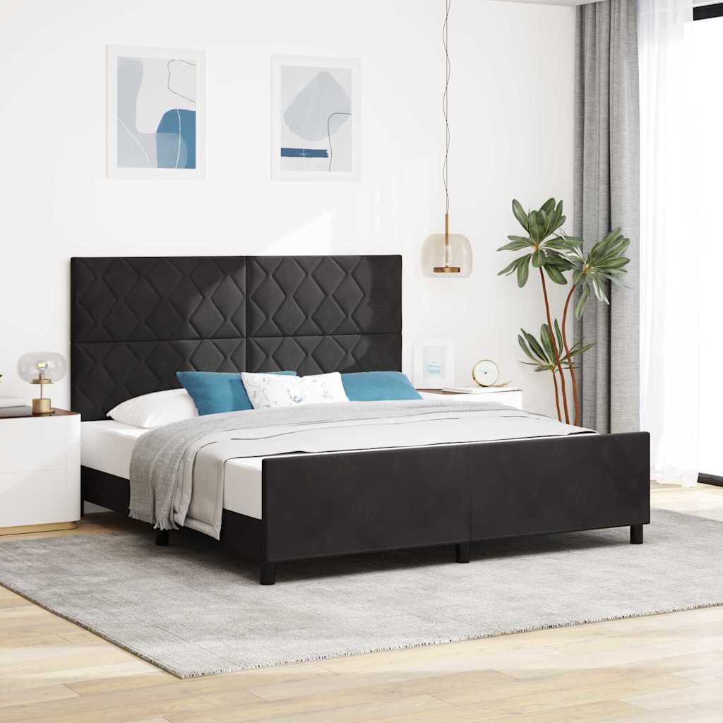 Boxspringbett mit Kopfteil Schwarz 180 x 200 cm Samt