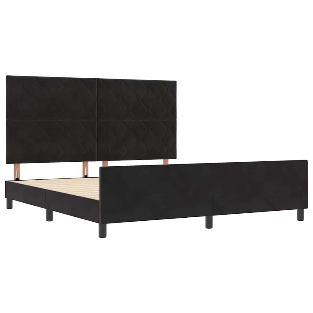 Boxspringbett mit Kopfteil Schwarz 180 x 200 cm Samt