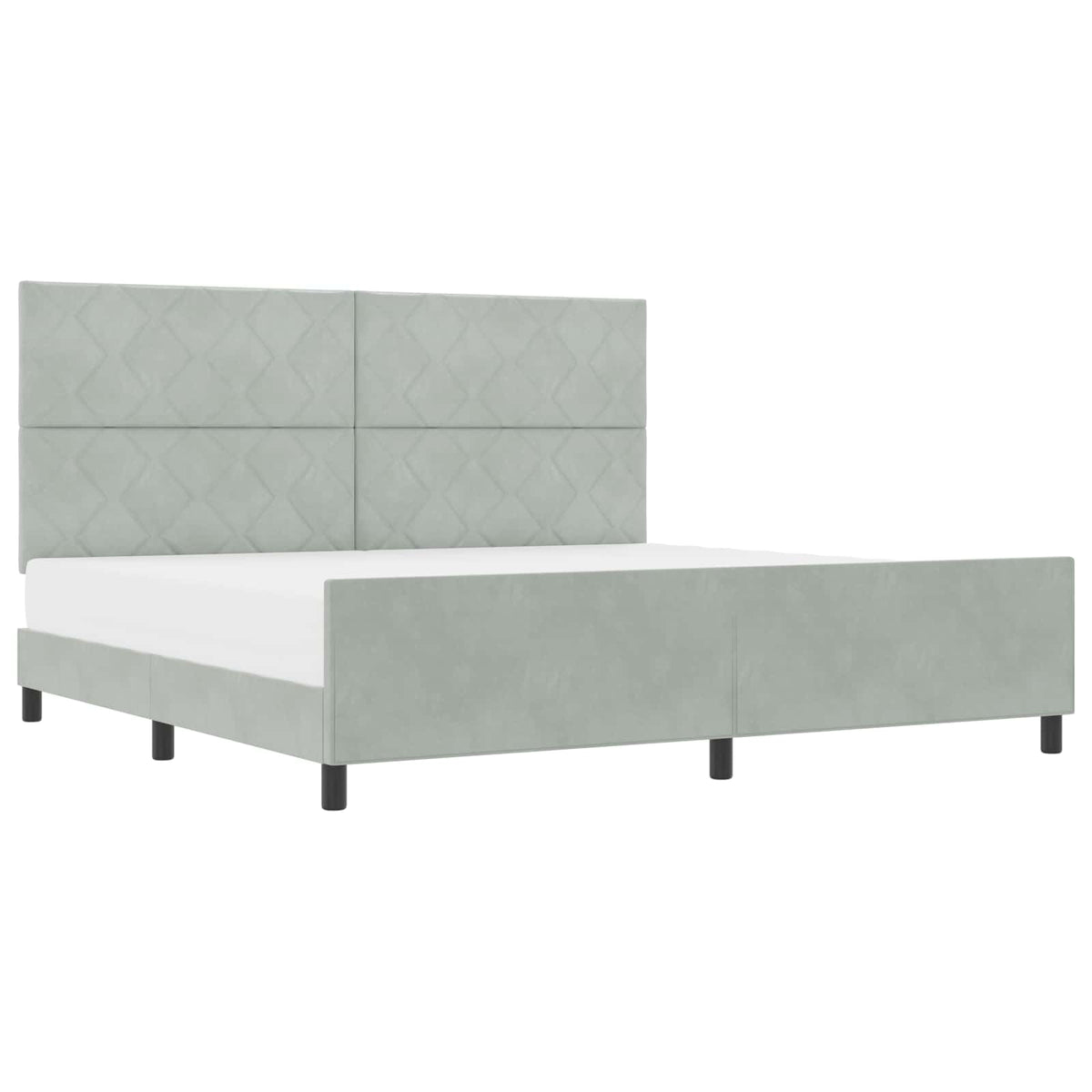 Boxspringbett mit Kopfteil Hellgrau 200 x 200 cm Samt