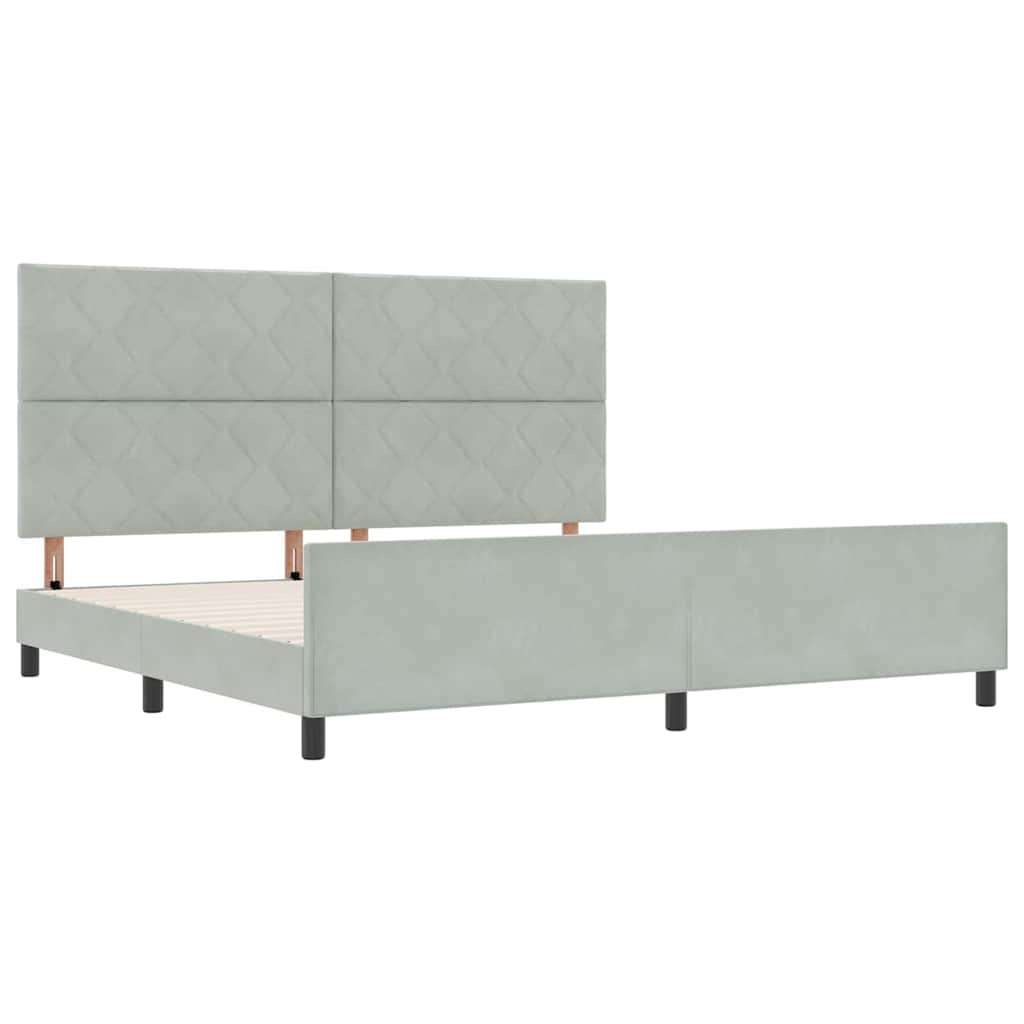 Boxspringbett mit Kopfteil Hellgrau 200 x 200 cm Samt