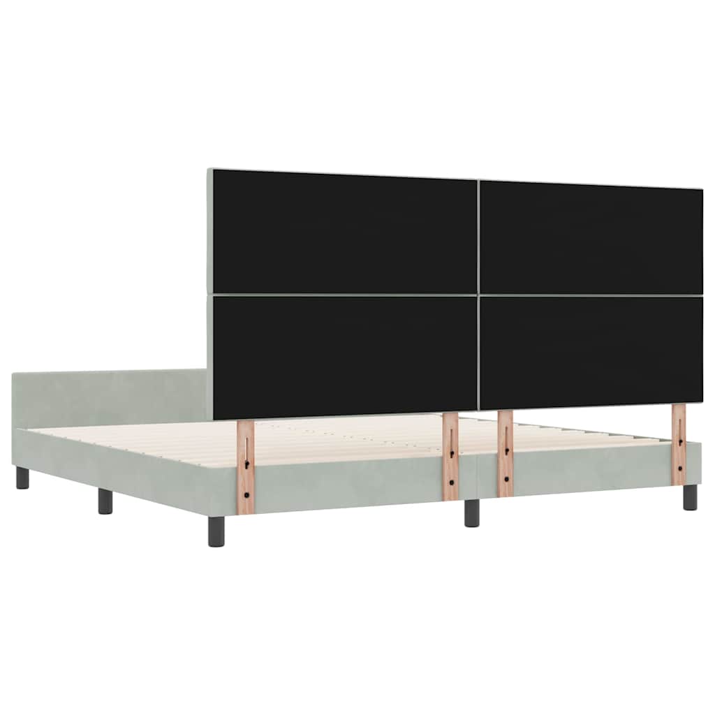 Boxspringbett mit Kopfteil Hellgrau 200 x 200 cm Samt