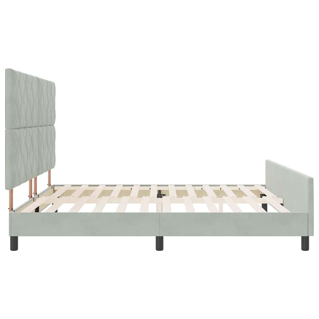 Boxspringbett mit Kopfteil Hellgrau 200 x 200 cm Samt