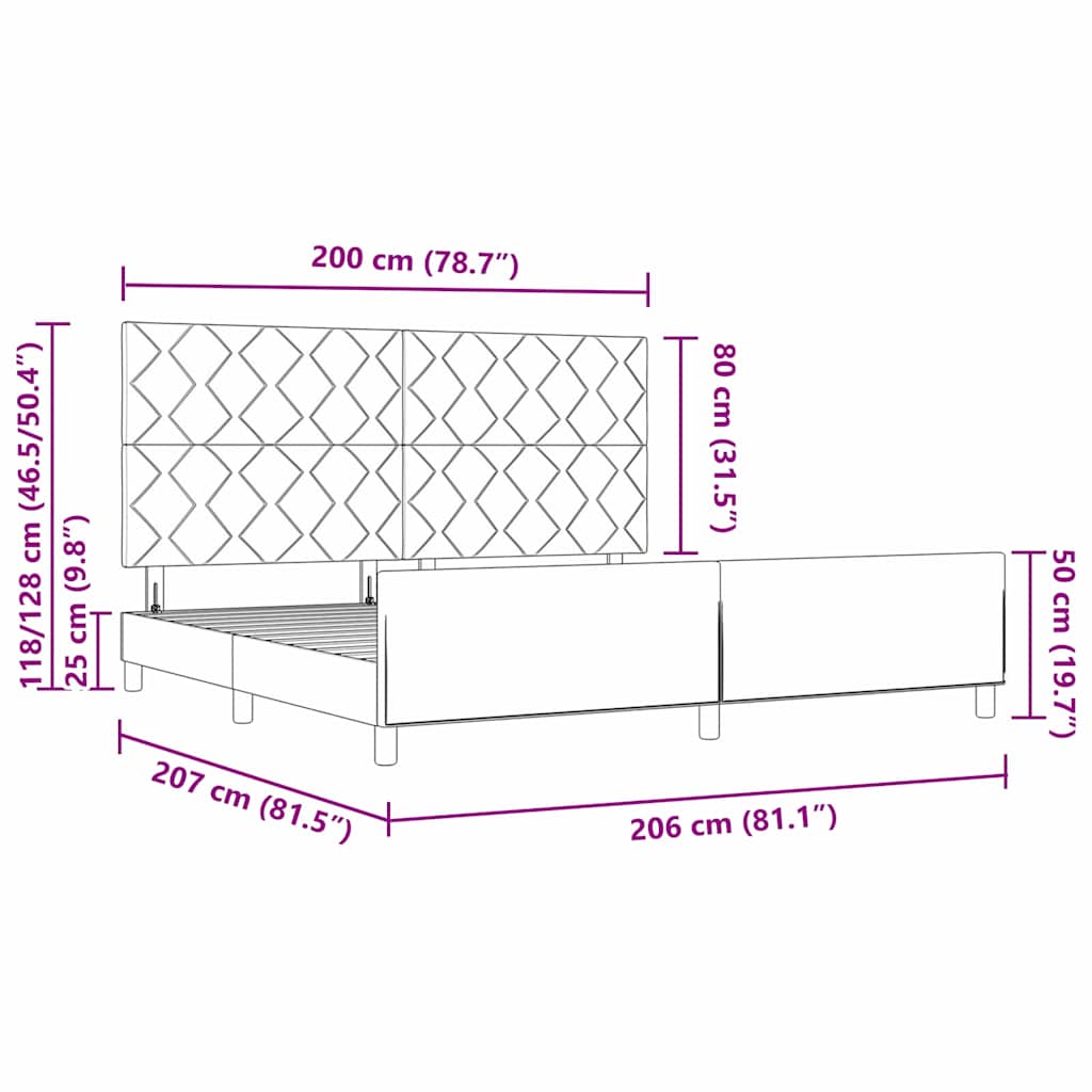 Boxspringbett mit Kopfteil Hellgrau 200 x 200 cm Samt