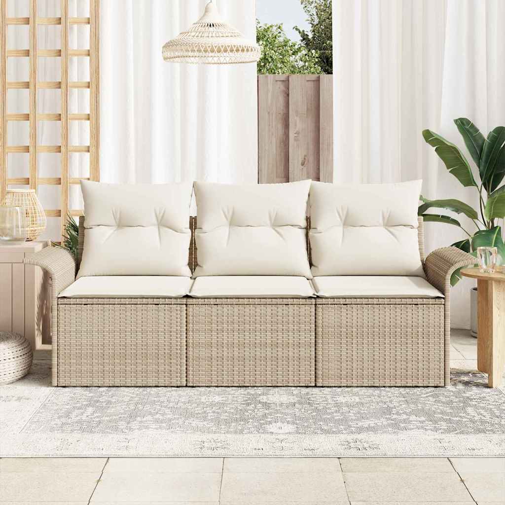 Garten-Sofa-Set 3 stk. Beige Poly Rattan