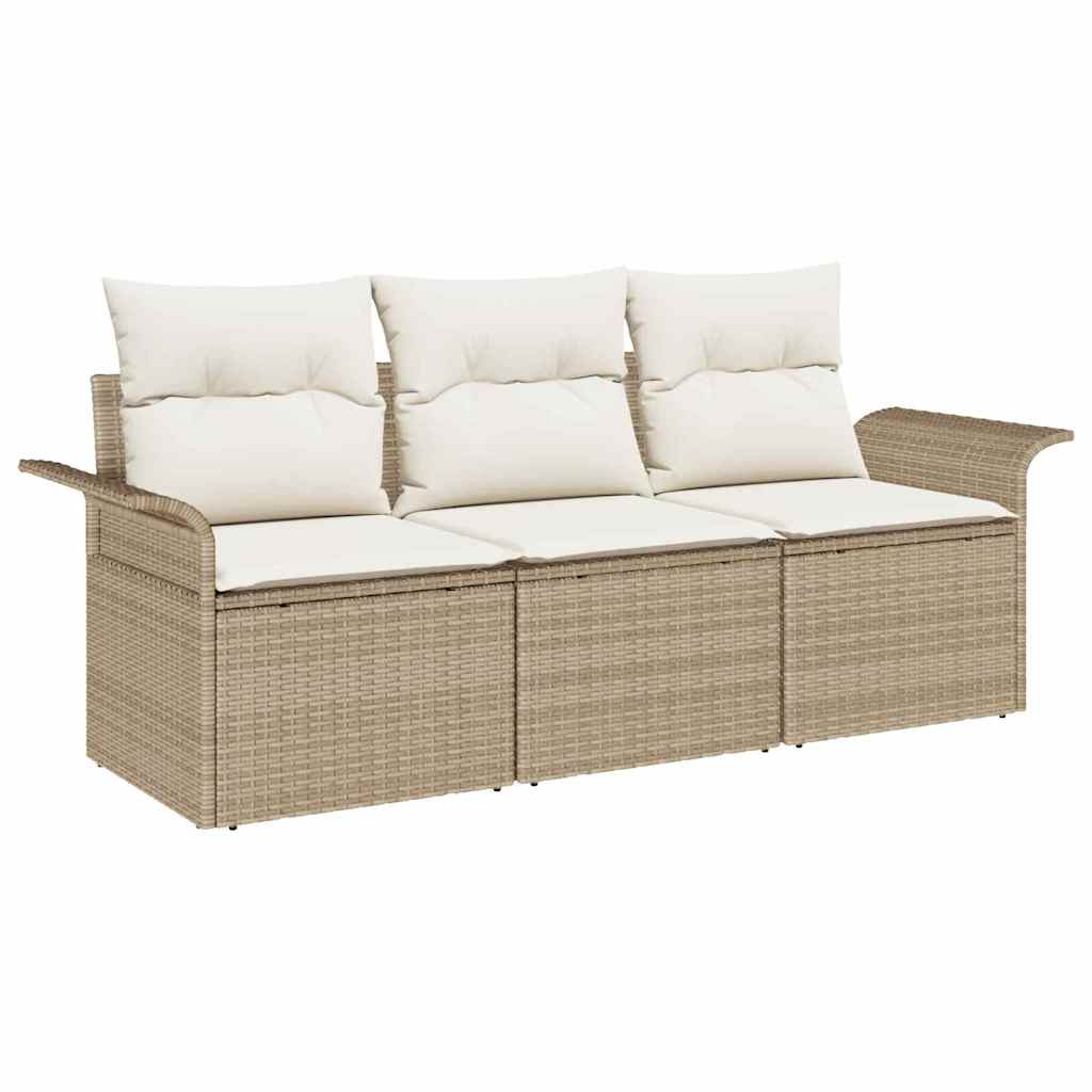 Garten-Sofa-Set 3 stk. Beige Poly Rattan