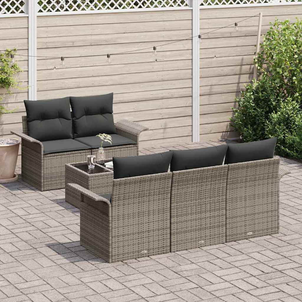 Garten-Sofa-Set 6 stk. 5-Sitzanzahl Grau