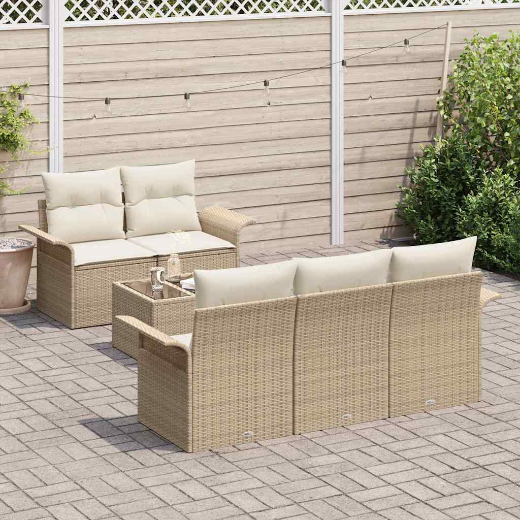 Garten-Sofa-Set 6 stk. 5-Sitzanzahl Beige und Creme