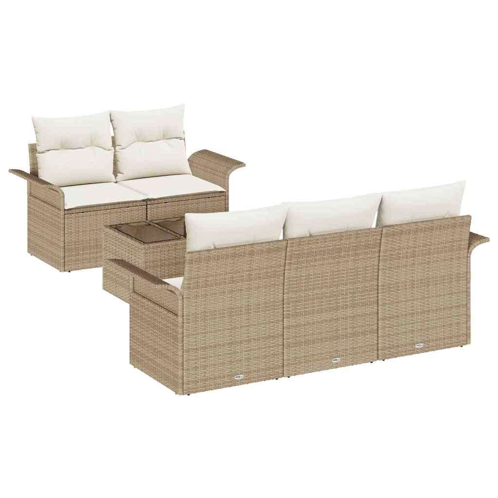 Garten-Sofa-Set 6 stk. 5-Sitzanzahl Beige und Creme
