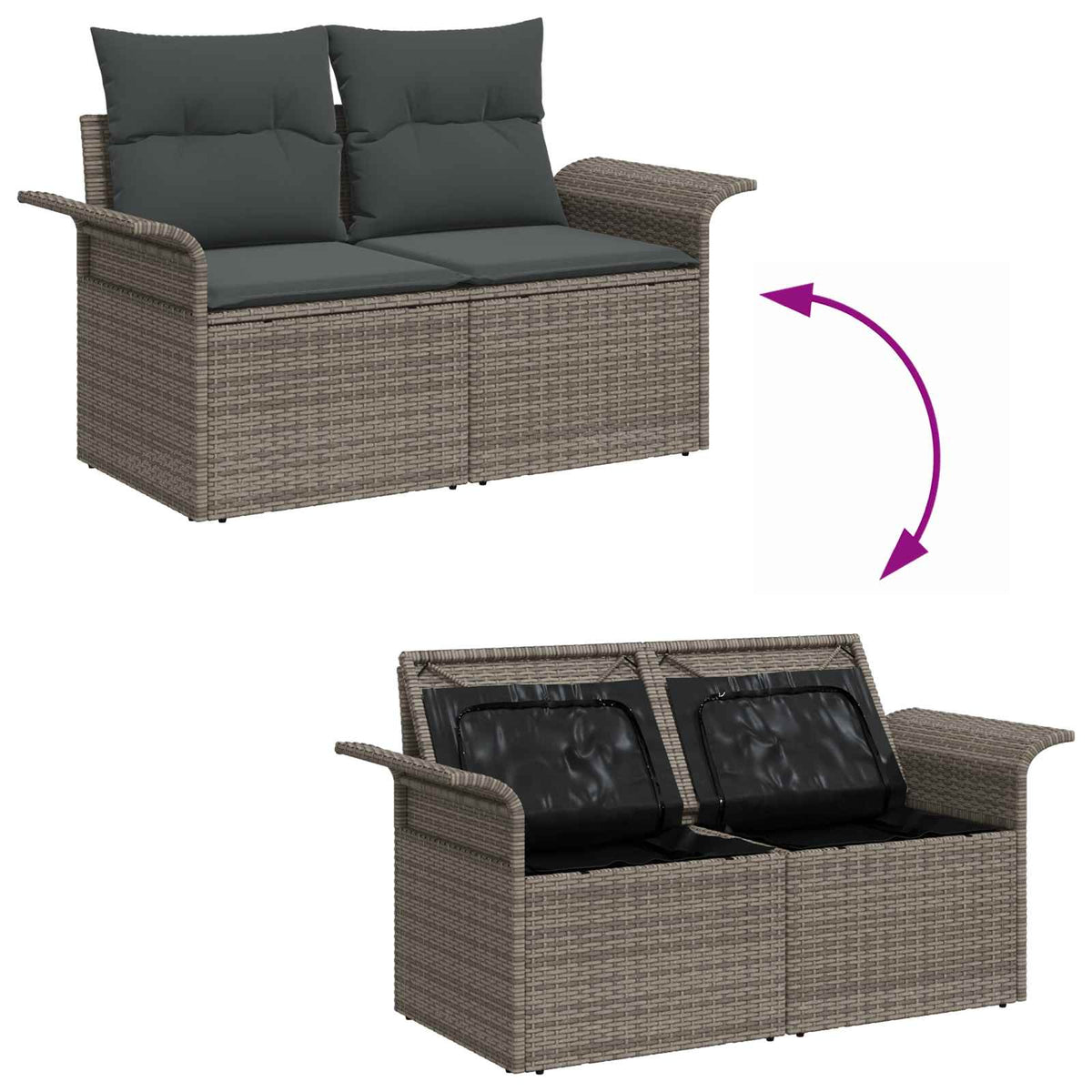 Gartensofa-set 7 pcs 6-Seater Grau Poly-Rattan
