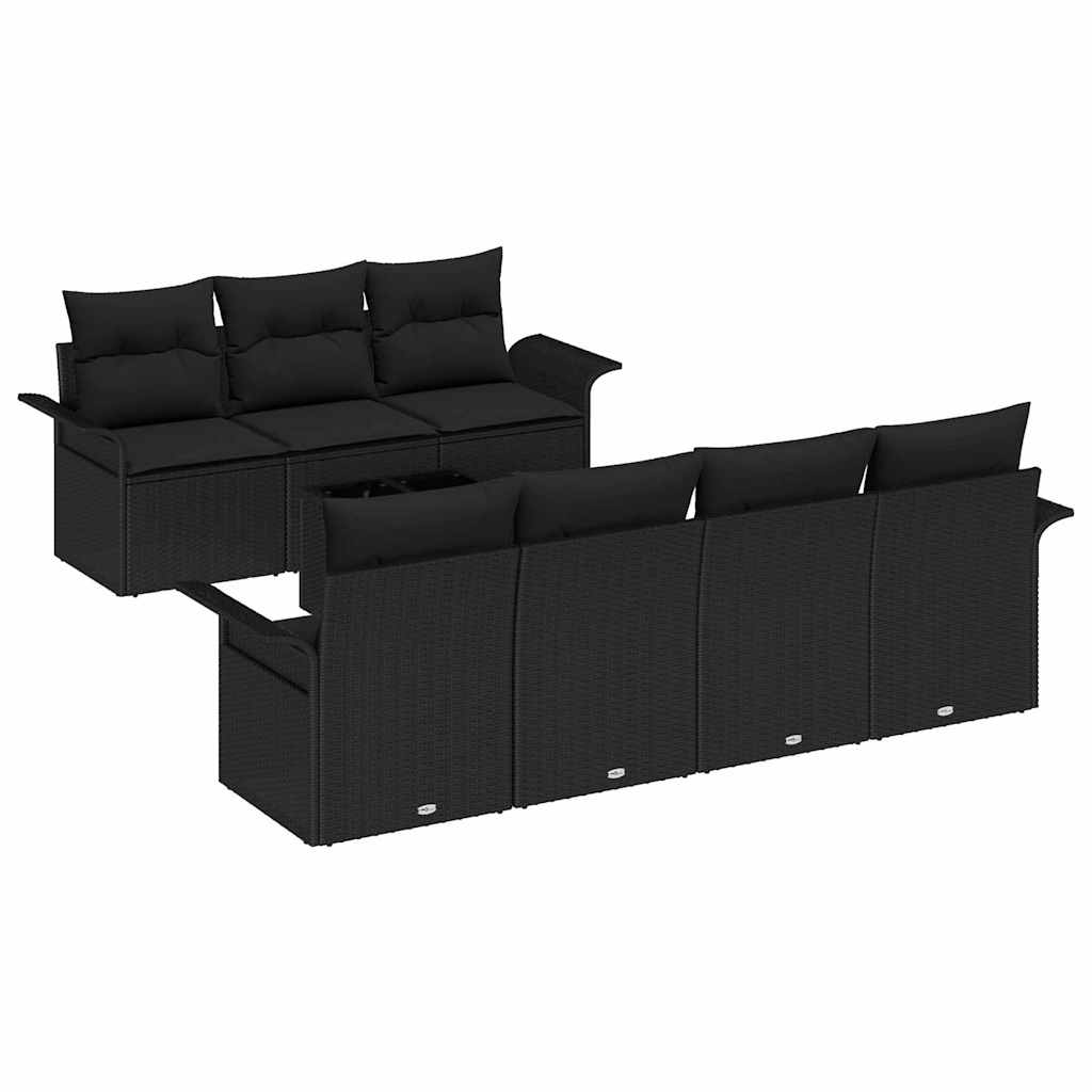 Gartensofa-set 8 stk. 7-Sitzanzahl Schwarz Poly-Rattan